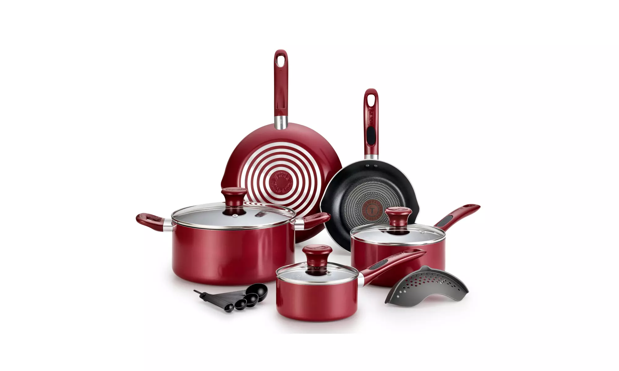 T-Fal B039SE64 Excite 14-Piece Non-stick Cookware Set, Red - Primary Image