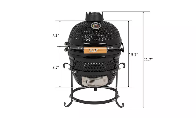 13in Round Ceramic Charcoal Grill Black - Second Medium