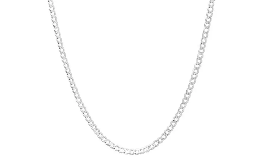 925 Sterling Silver Italian Curb Link Chain Necklace - Second Medium