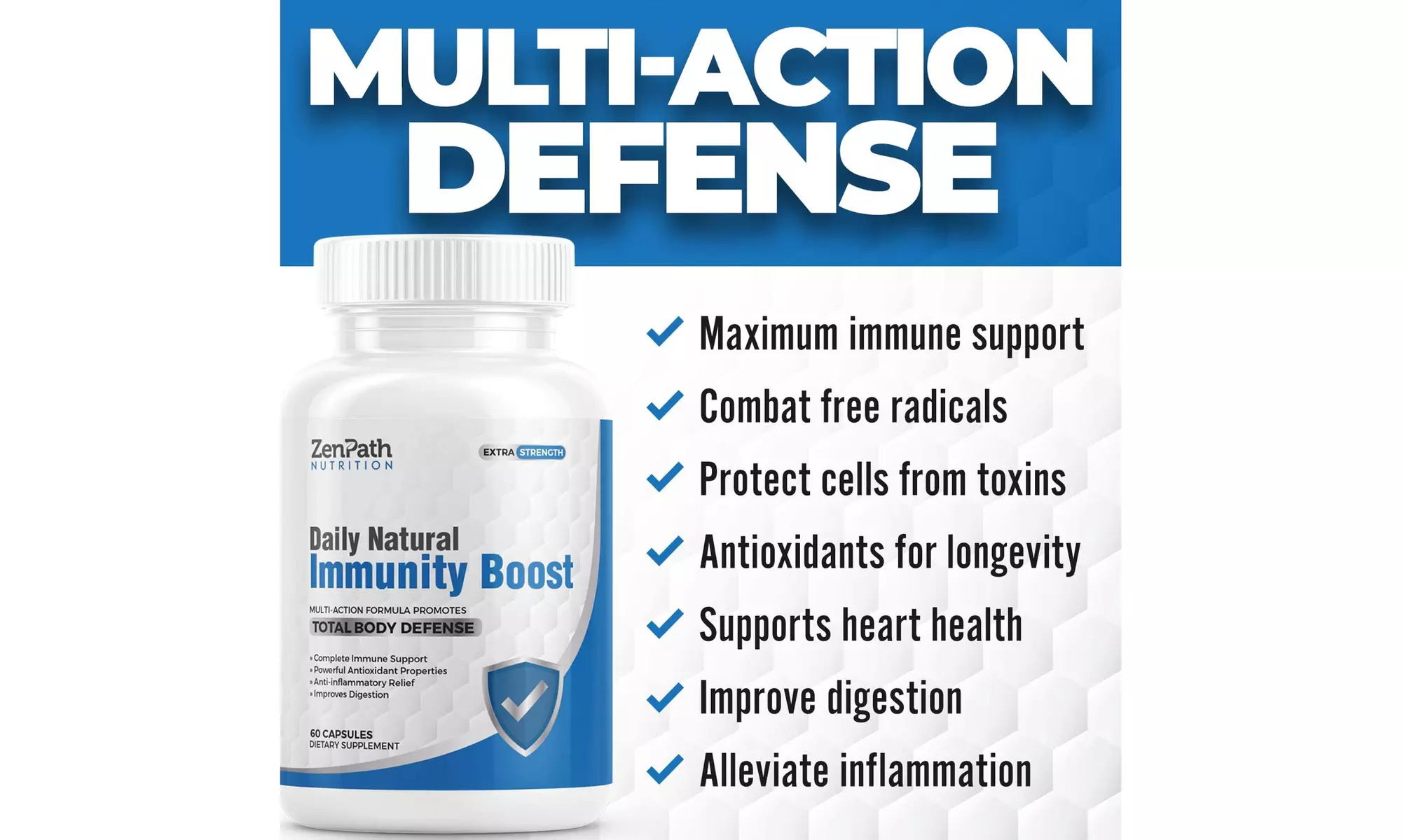Daily Natural Immunity Boost Supplement - Multi-Action Formula 