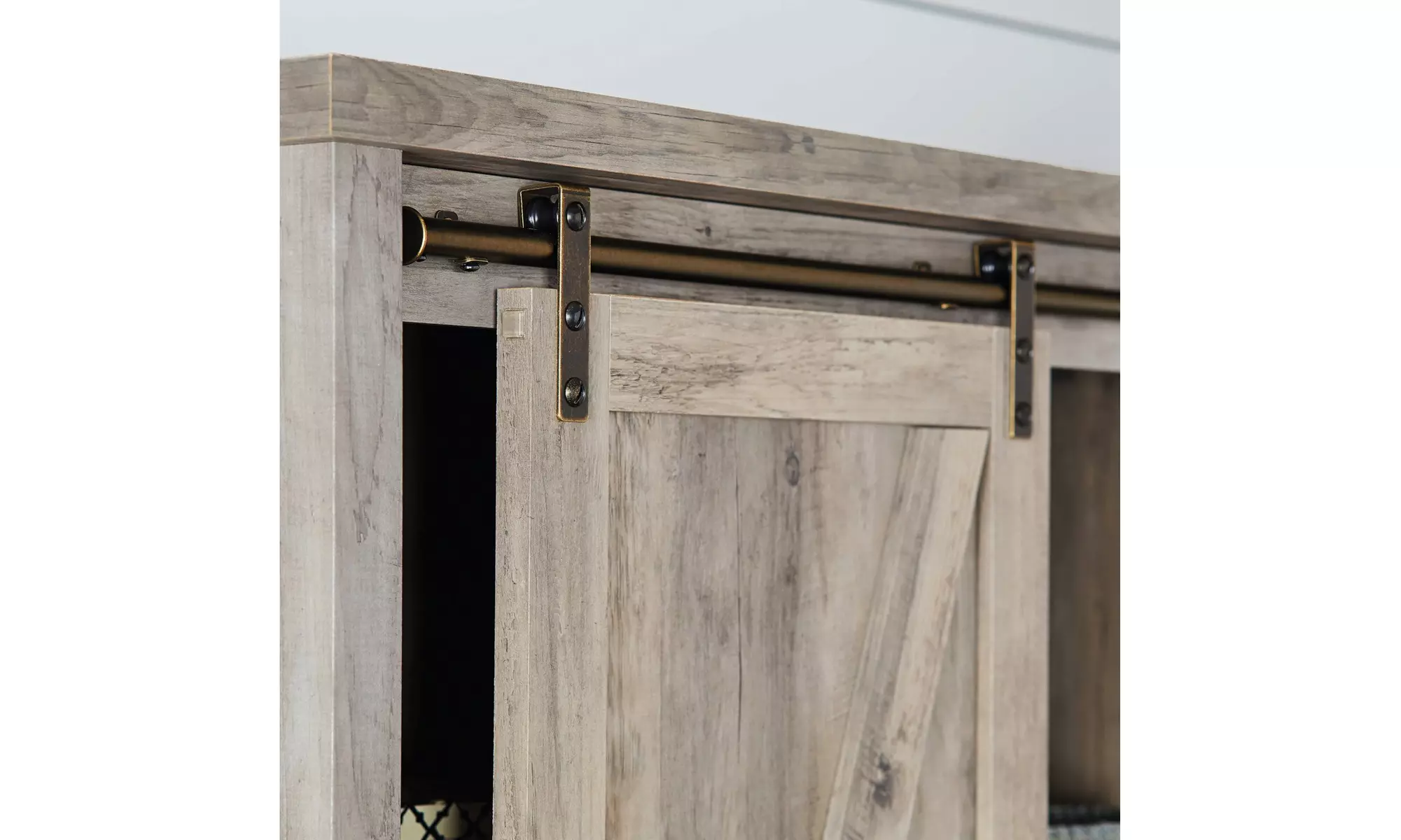 66" Modern Farmhouse Bookcase Storage Cabinet, Rustic Gray Finish - Second Medium