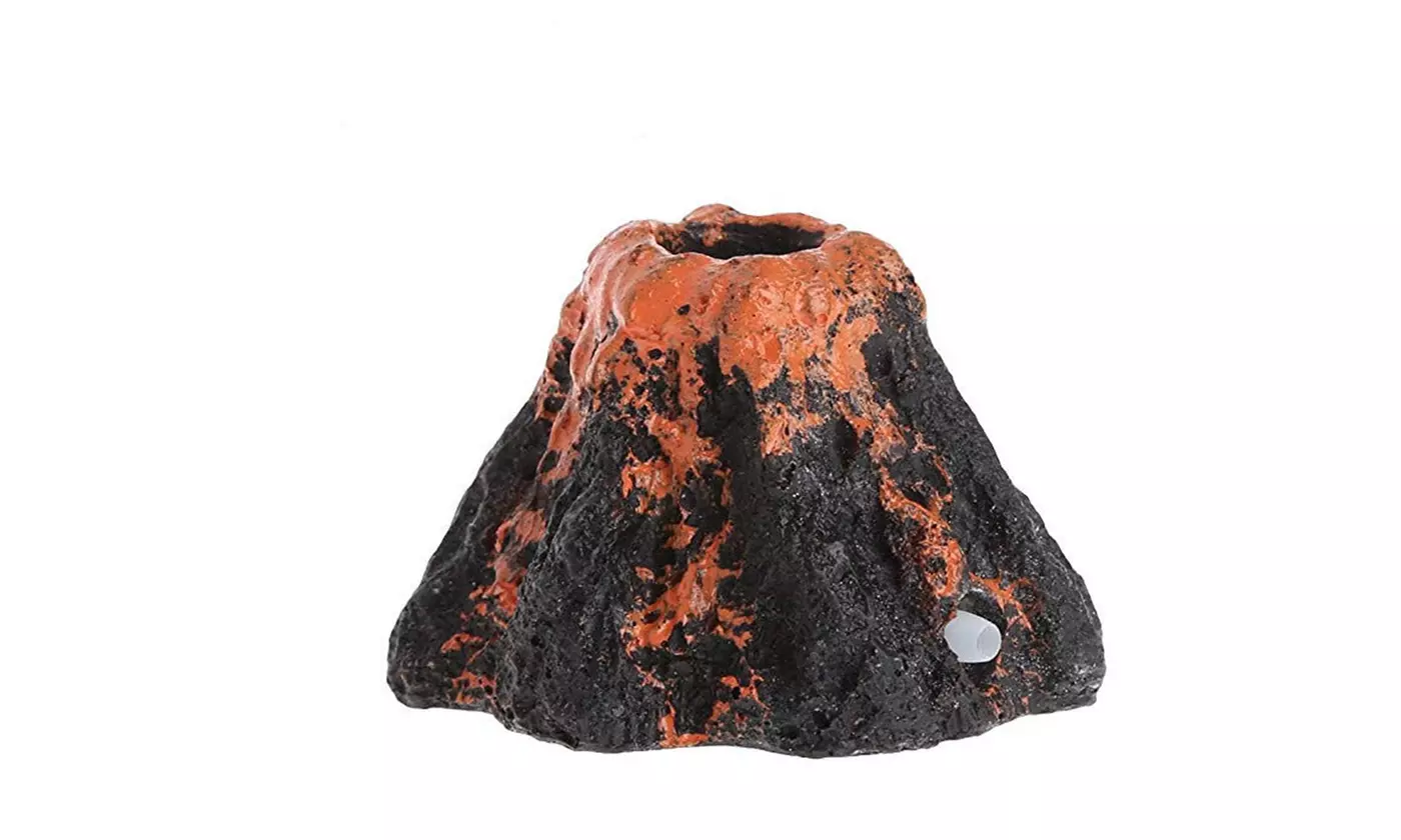 Aquarium Decoration Volcano Shape Fish Tank Ornament with Air Pipe &Bubble Stone - Second Medium