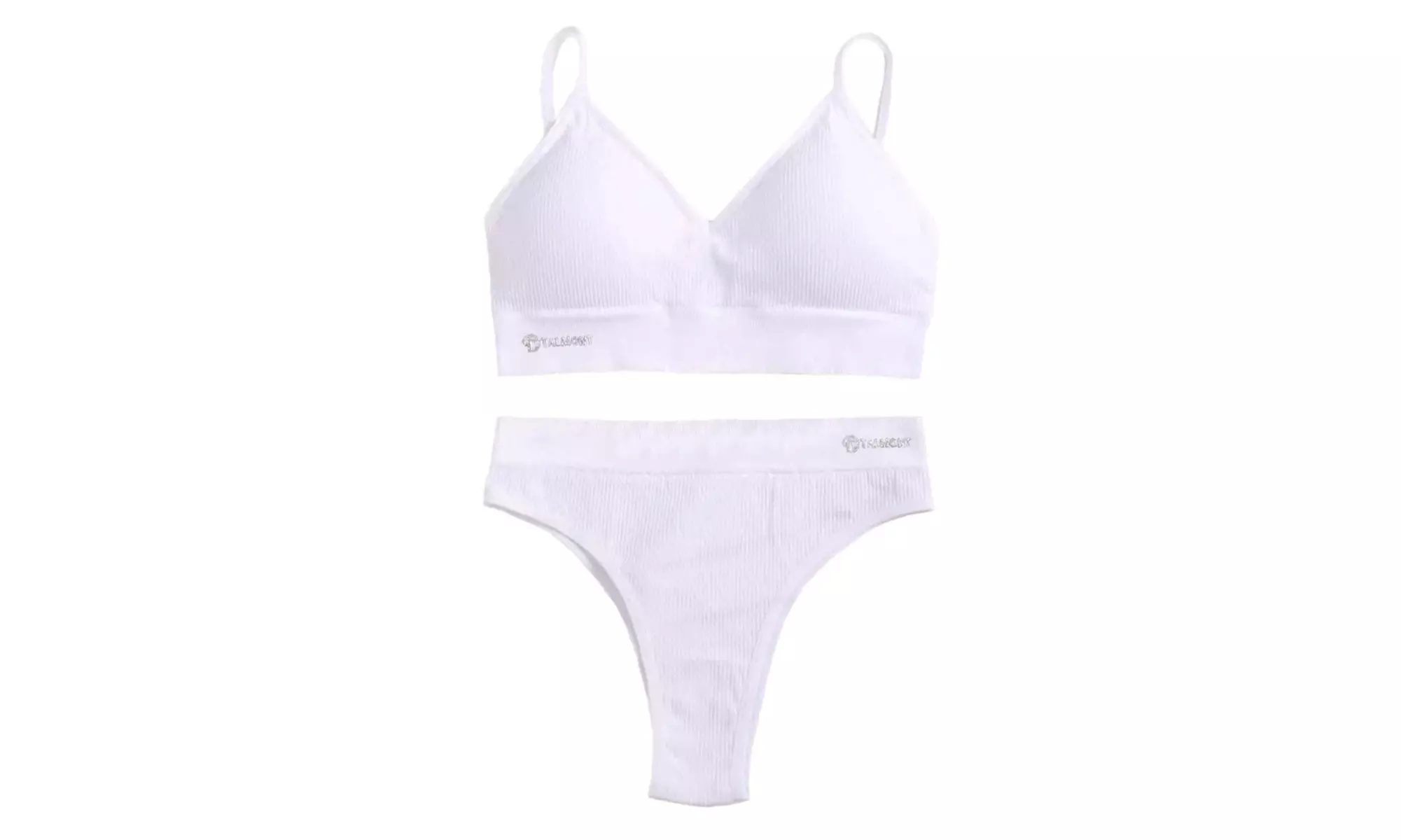 Talmont Seamless Ribbed Bra and Panty Set Soft Stretchy Lounge Lingerie