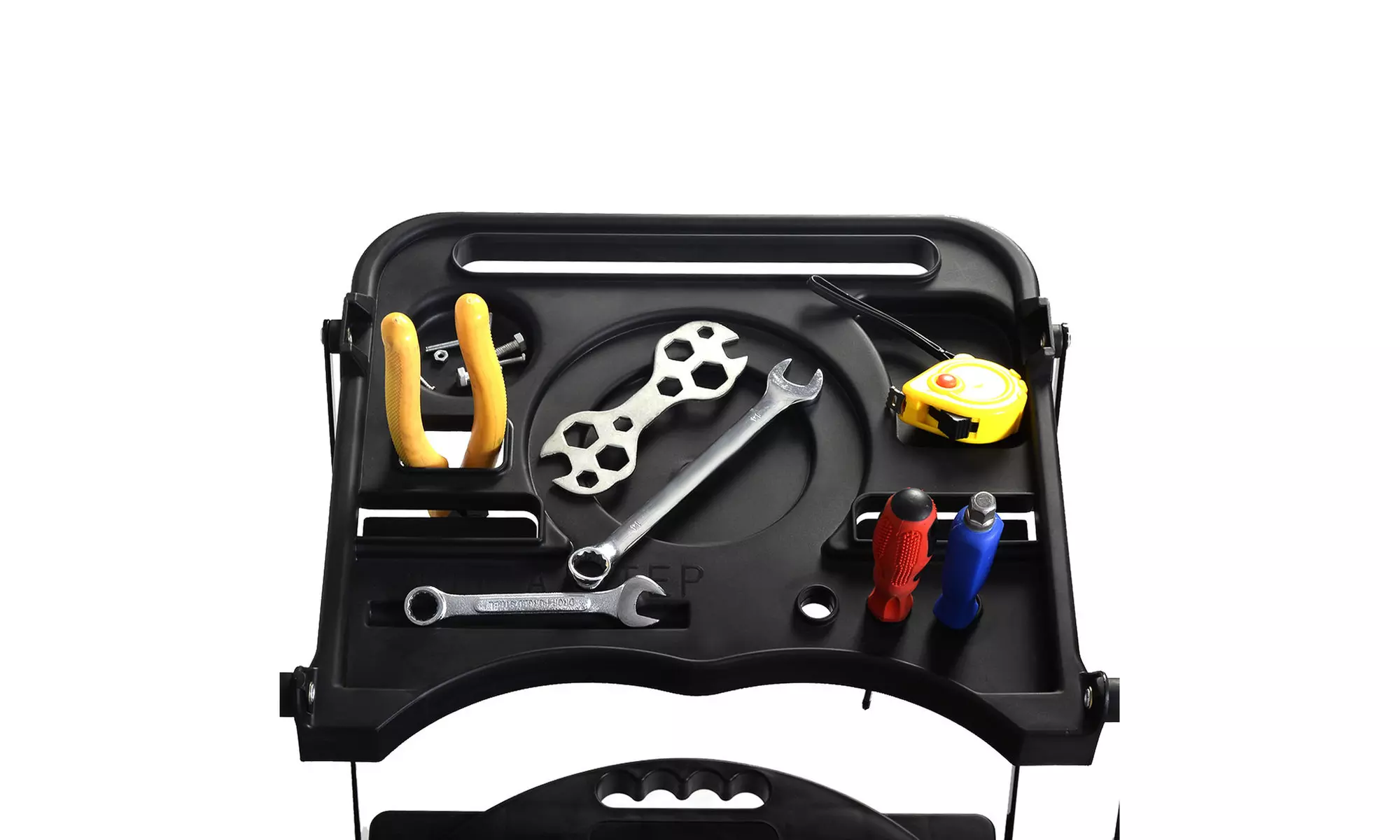 HD 3 Step Ladder Platform Folding Stool 330 LBS Capacity Space Saving w/Tray - Second Medium