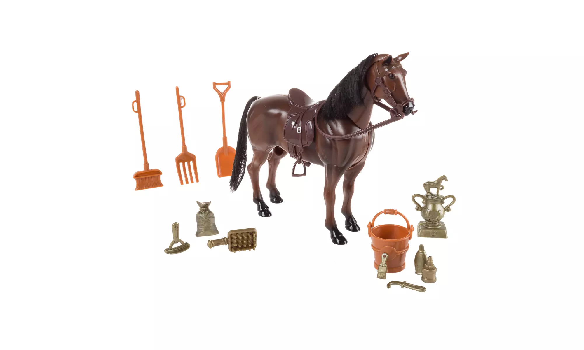 Toy Horse Set Brush Mane Tail Moving Head Pretend Play Grooming Supplies - Primary Image