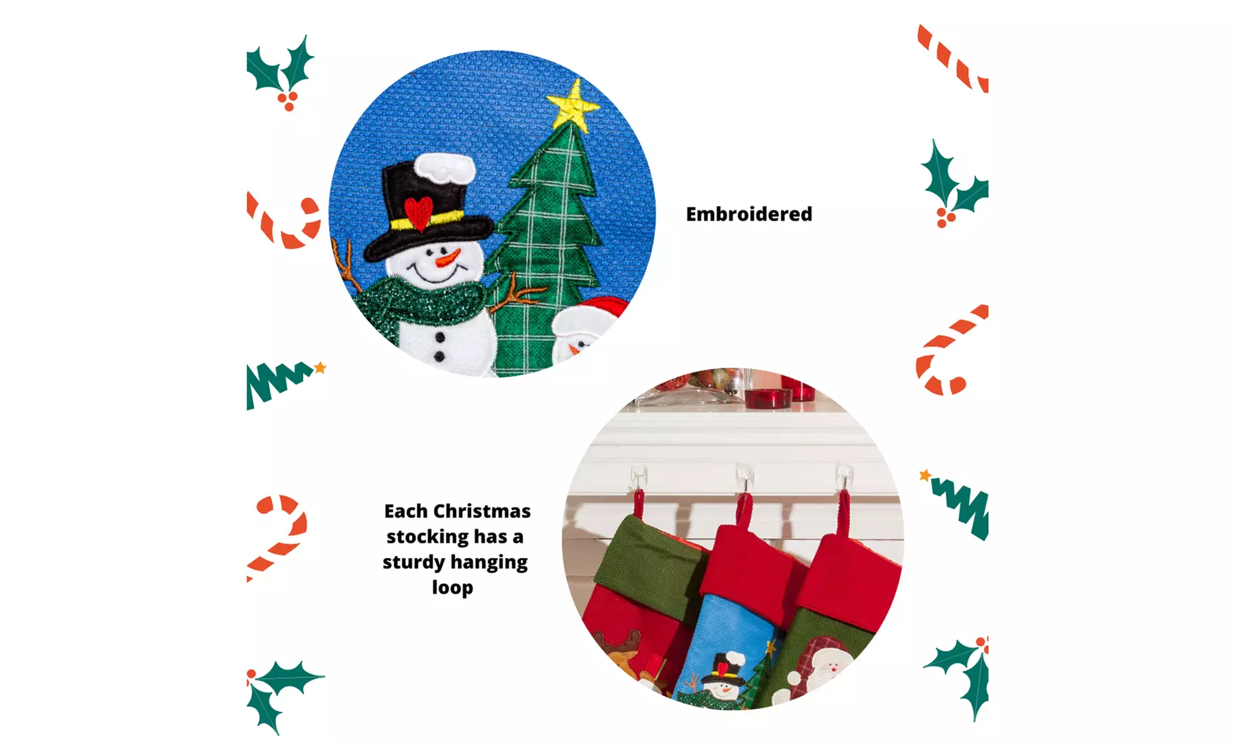 Jolly Christmas Stockings 2-Pack or 3-Pack Festive Holiday Décor