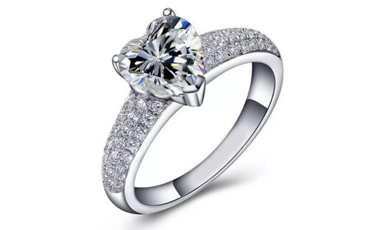 Heart Shaped Cubic Zirconia Ring - Second Medium
