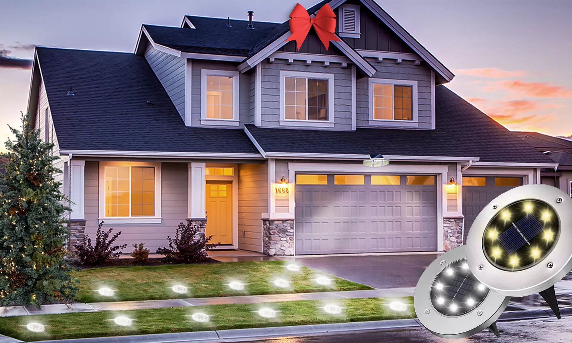12 Pcs Solar Ground Lights Outdoor 8 LED Lights Disk Lights Waterproof In-Ground
