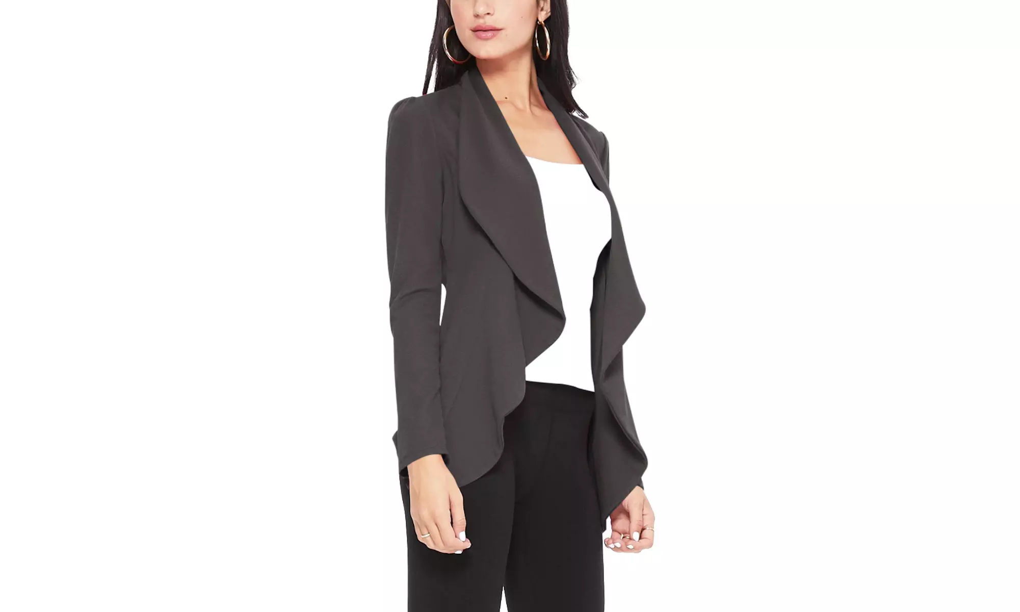 Casual Long Sleeves Open Front Office Wear Solid Blazer Jacket S-3XL