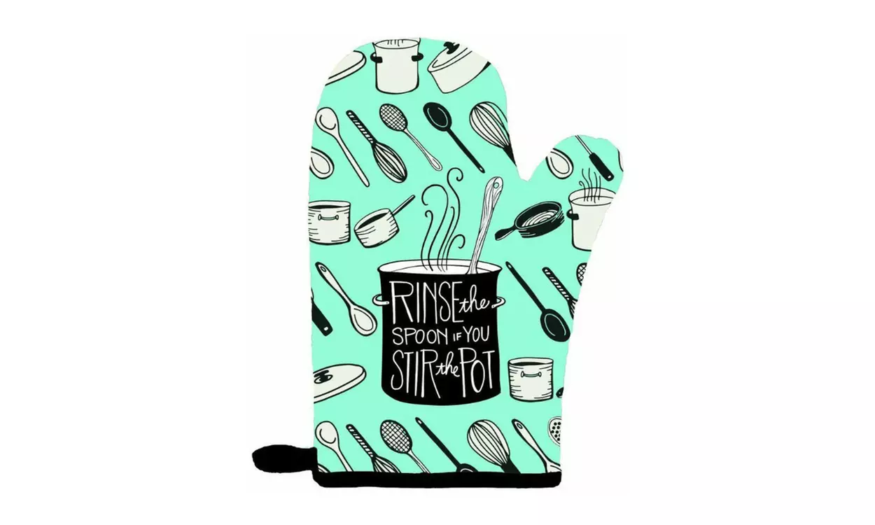 June Clever Rinse The Spoon If You Stir The Pot Funny Oven Mitt (2-Pack) - Second Medium