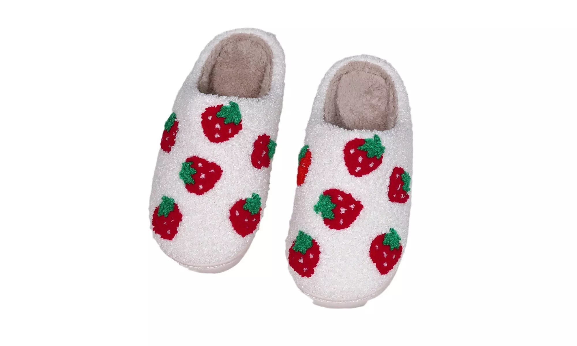 Women's Plush Slippers in Heart, Strawberry or Cherry Mushroom Design - Second Medium