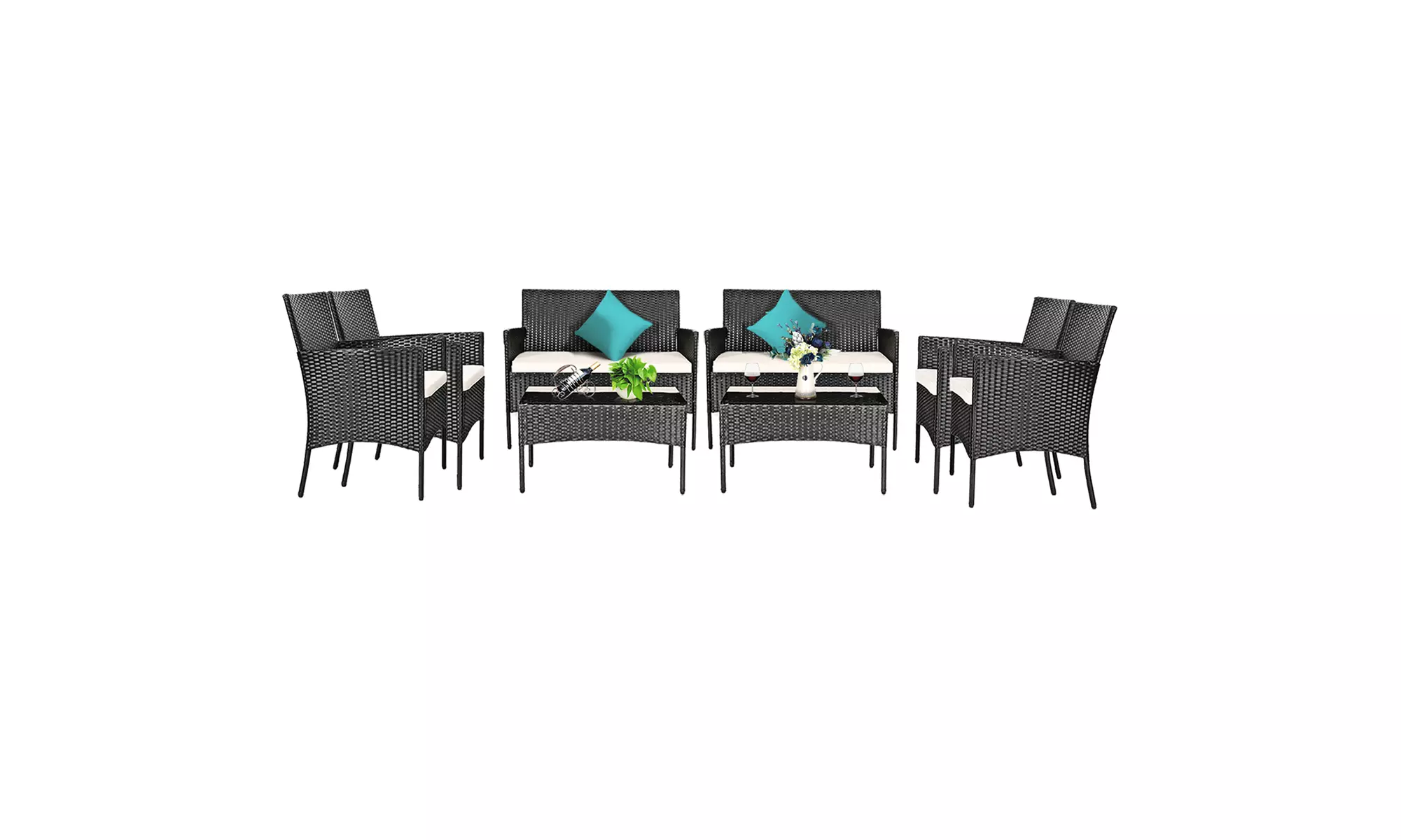 Costway 8PCS Patio Rattan Cushioned Sofa Coffee Table Backyard Porch - Primary Image