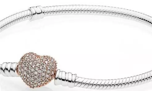 PANDORA Rose Pave Heart Clasp Sterling Silver Bracelet - 586292CZ-20 - Primary Image