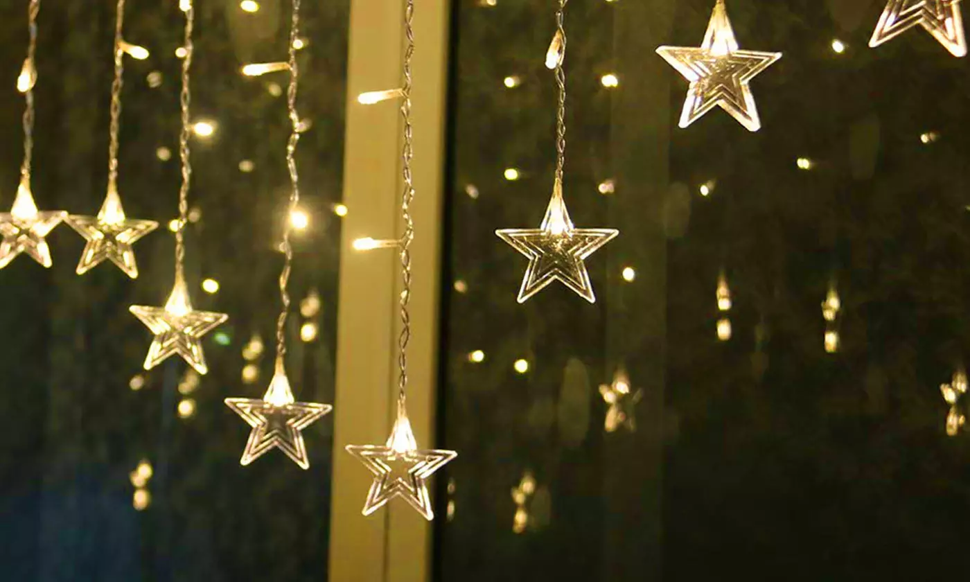 96 LED Christmas Snowflake LED Curtain String Lights Window Curtain Lights