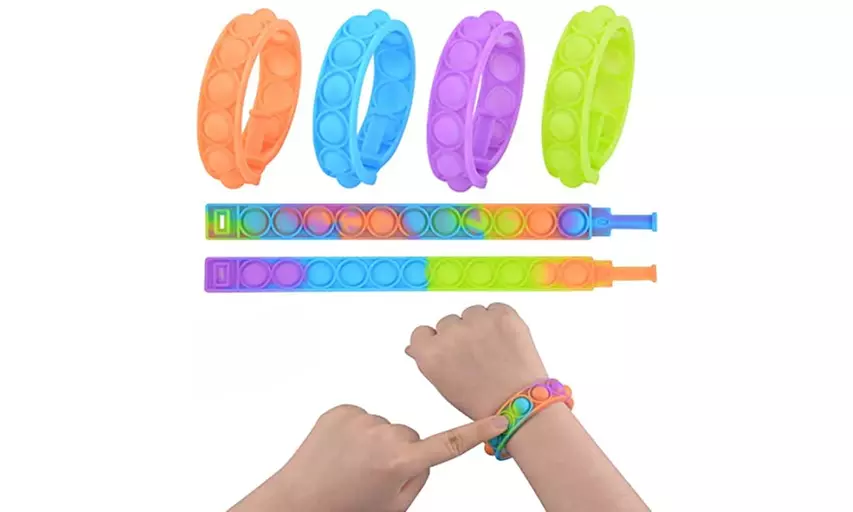 6 Pcs Push Pop Fidget Bracelet Relief Stress Bubble Fidget Toy - Primary Image