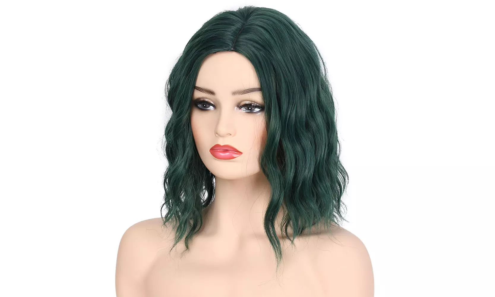 Women Fashion Lady Dark Green Small Rolls Wig Curly Hair - Second Medium