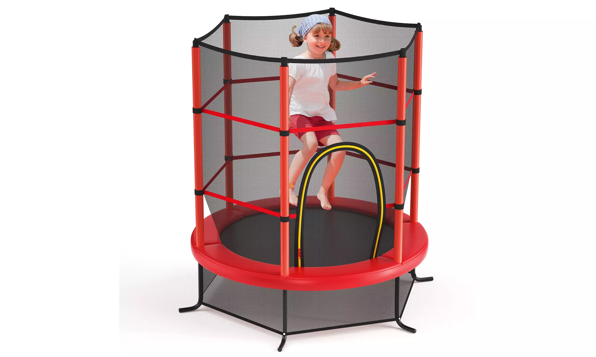 Youth Jumping Round Trampoline 55'' Exercise W/ Safety Pad Enclosure Combo Kids