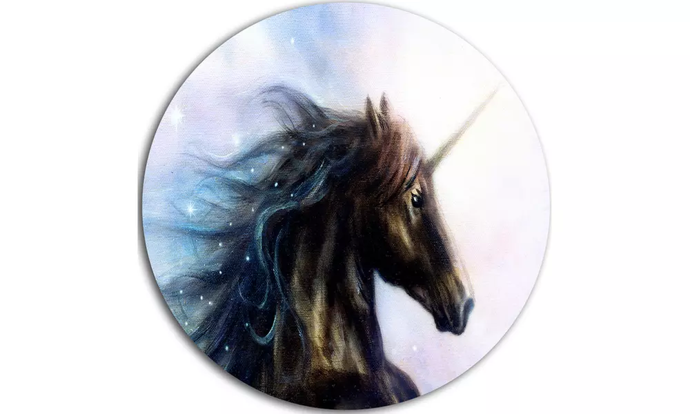 Black Unicorn' Disc Animal Circle Metal Wall Art - Second Medium