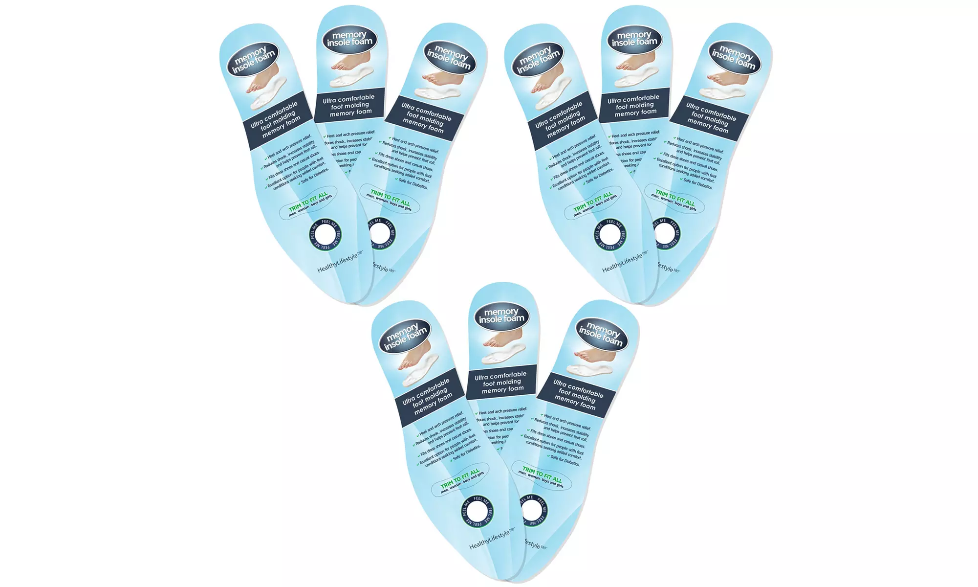  Memory Foam Ultra Comfort Pressure Relief Insoles (3-, 6-, 9-Pack)