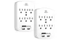 Wall Tap Surge Protector with 6 Outlets & 2.1A Dual USB Port, ETL Lised (2 Pack)