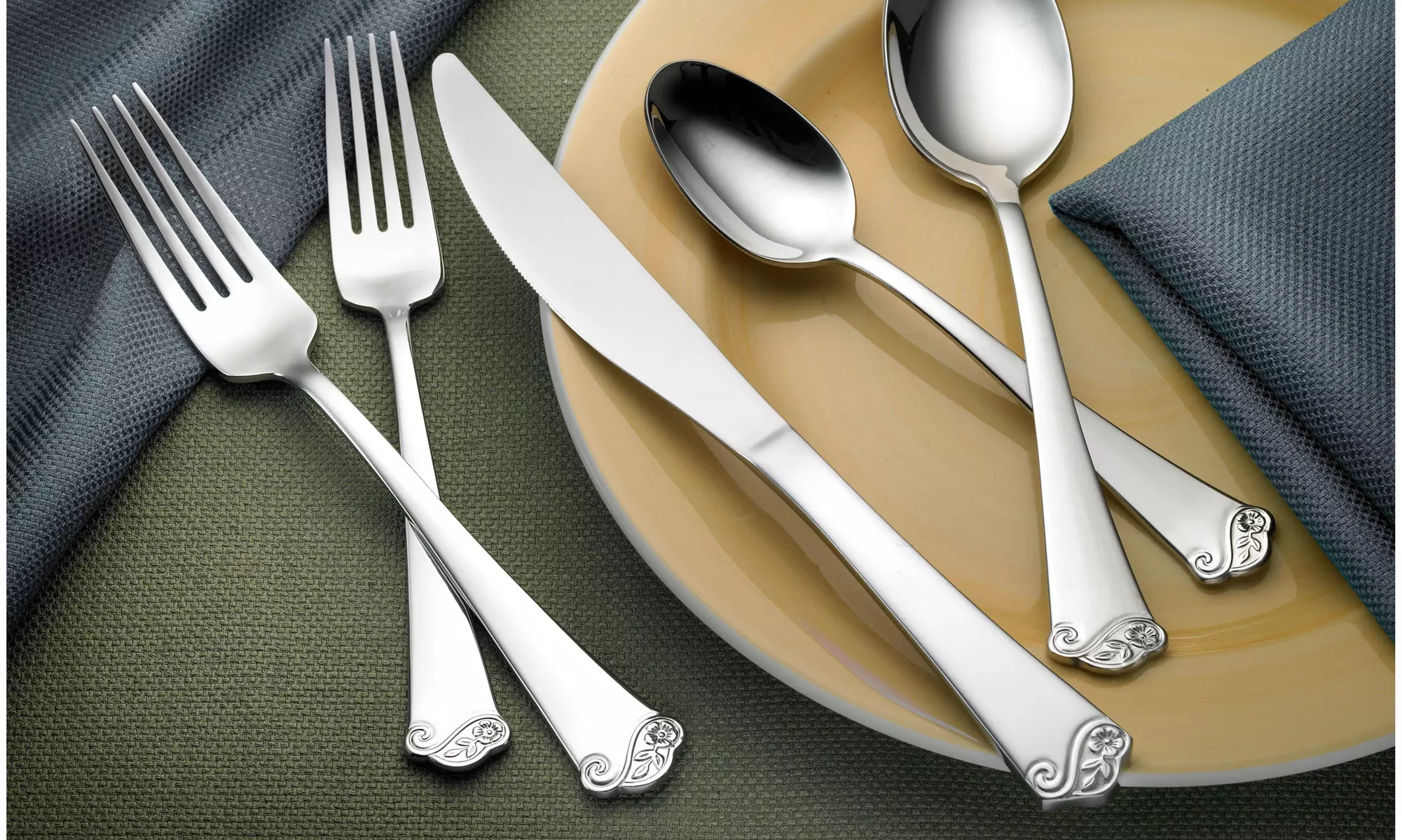 Argent Orfevres Royal Gardens - 78 Piece Flatware Set, 18/10 - Second Medium