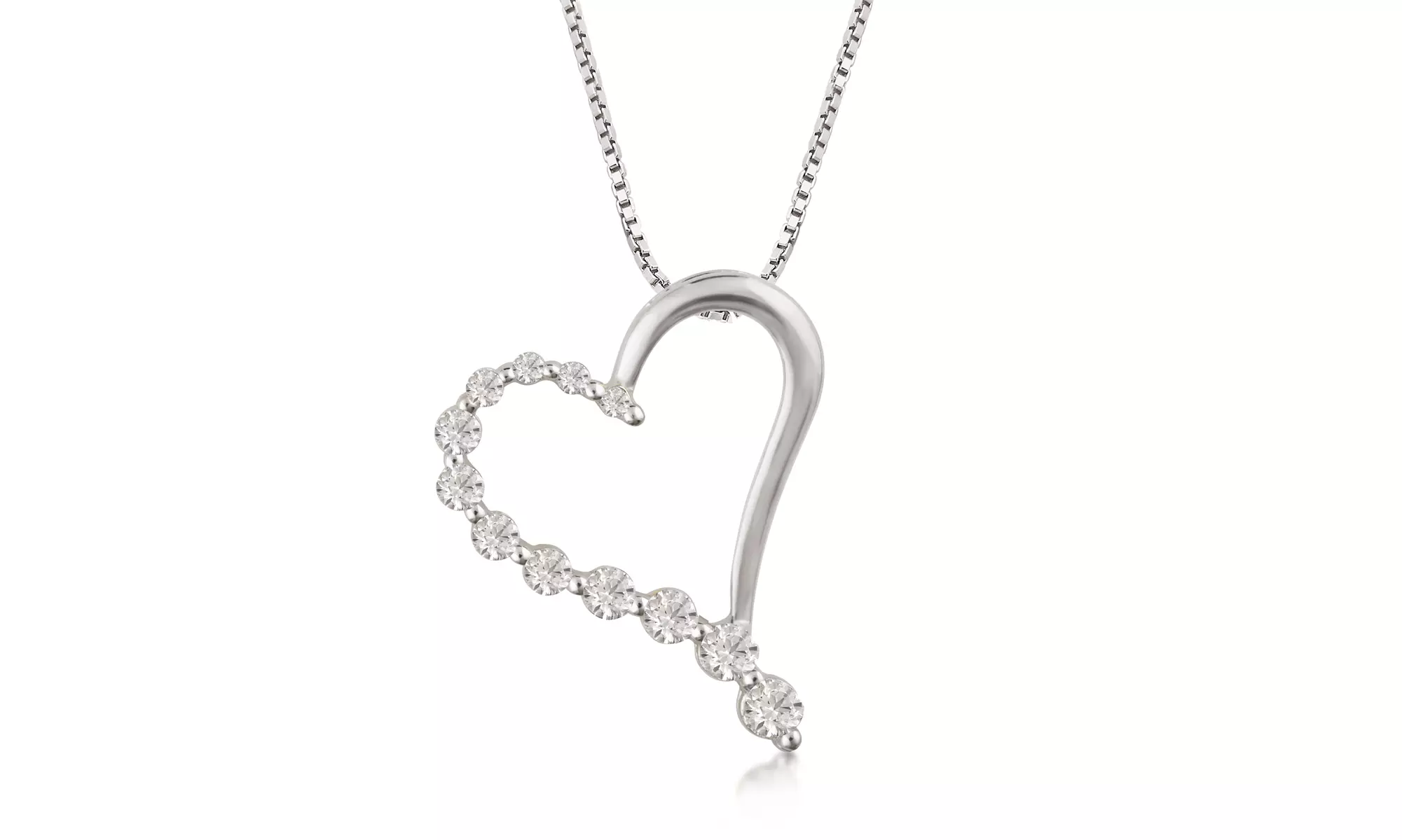 1/2 CTTW Diamond Heart Journey Pendant in Sterling Silver By DiamondMuse