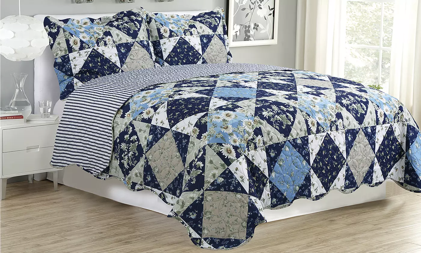 Kim and Mel - 3 Piece Quilted Bedspread Set - Assorted - Primary Image