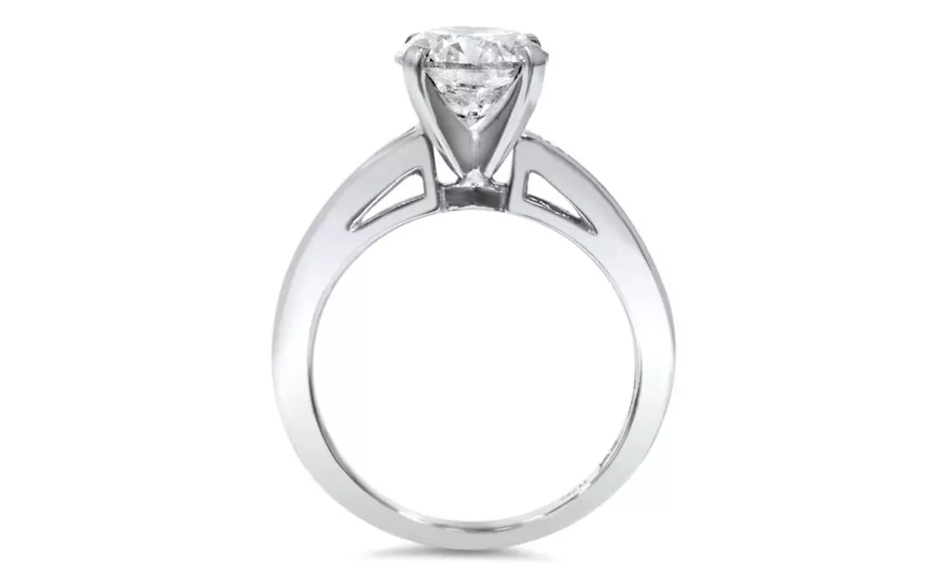 2 1/2CT Princess Round Diamond 14K White Gold Engagement Accent Ring - Second Medium
