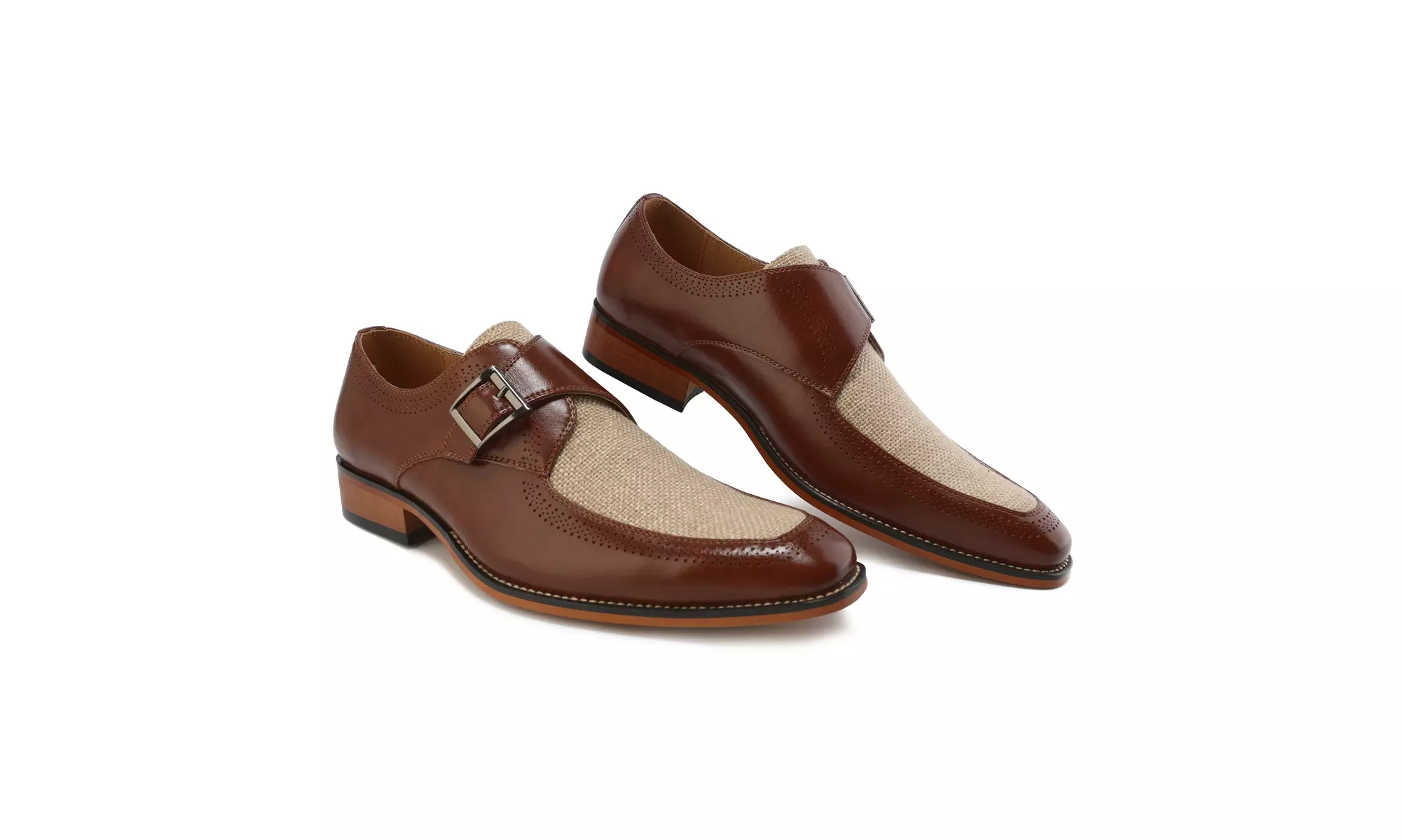 Gino Vitale Moc Toe Monk Strap Two-Tone Loafer