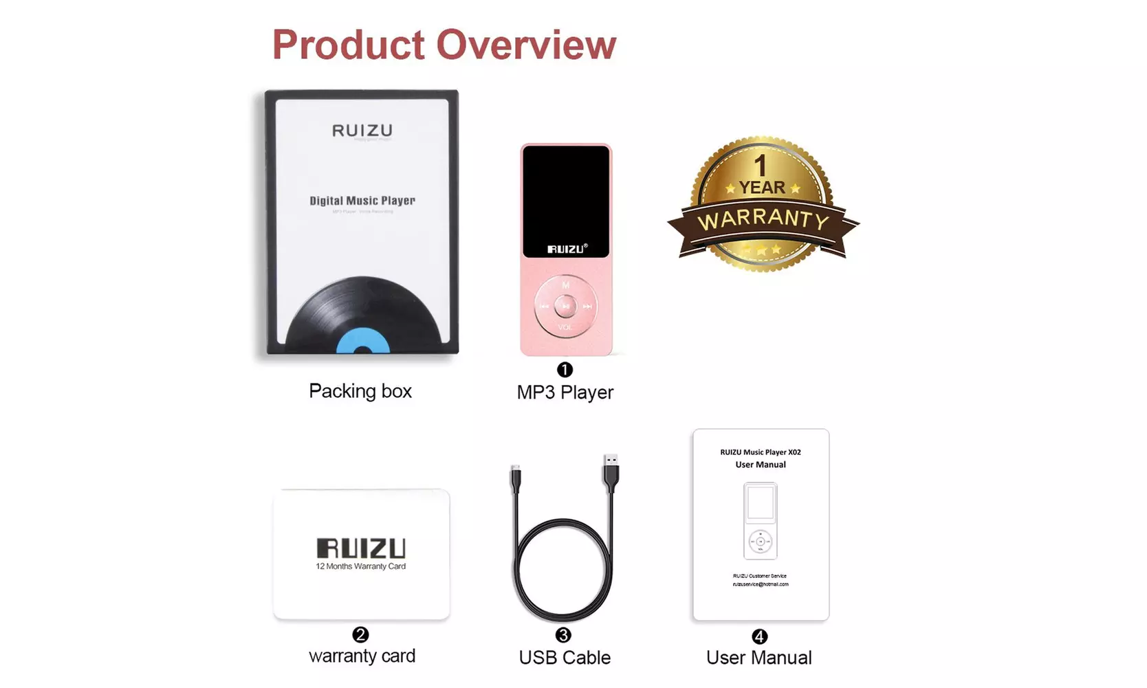 Mp3 Player, RUIZU X02 Ultra Slim Music Player with FM Radio, Voice Recorder - Second Medium