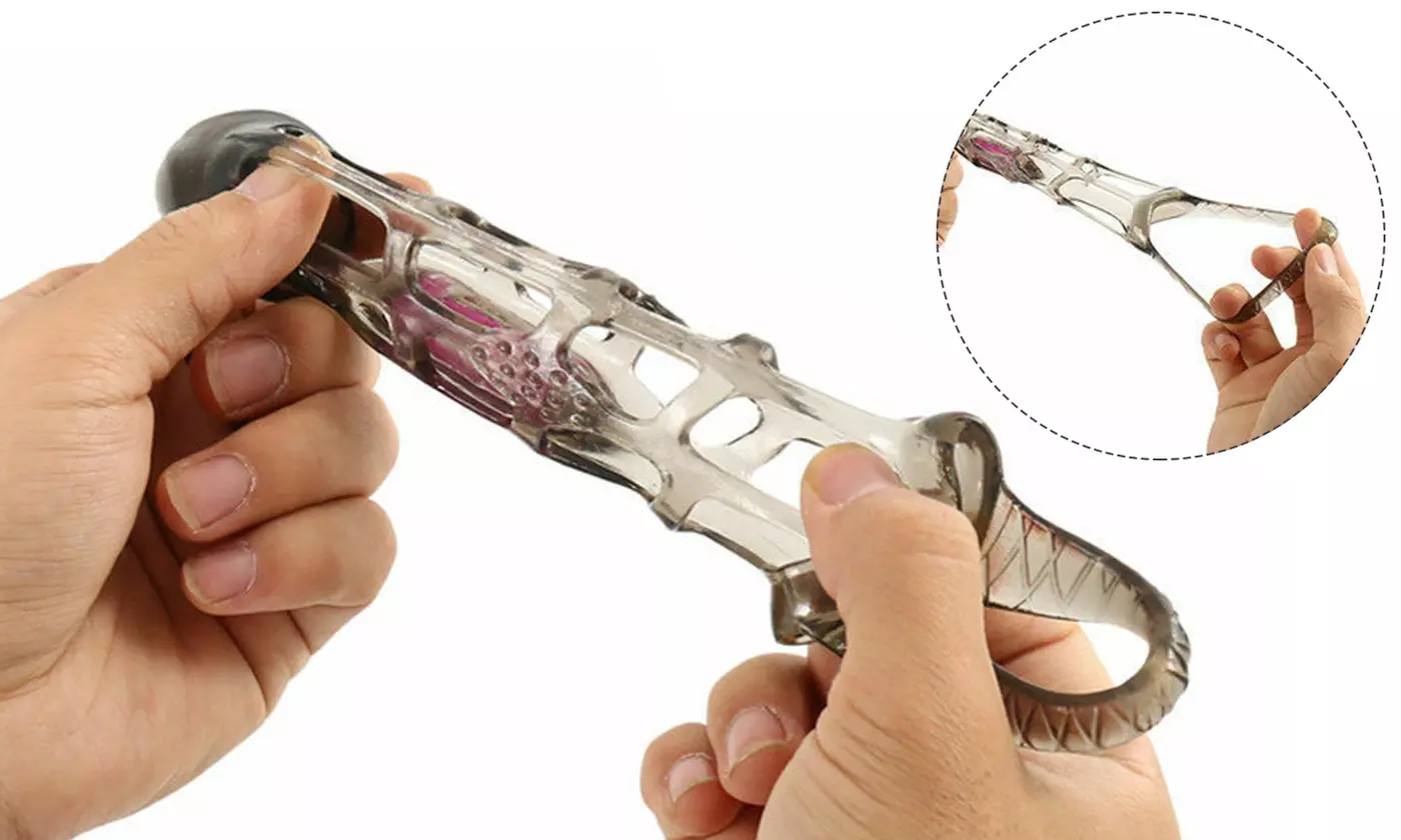 Powerful Vibrating Penis Extension Sleeve Girth Enhancer Enlarger - Second Medium