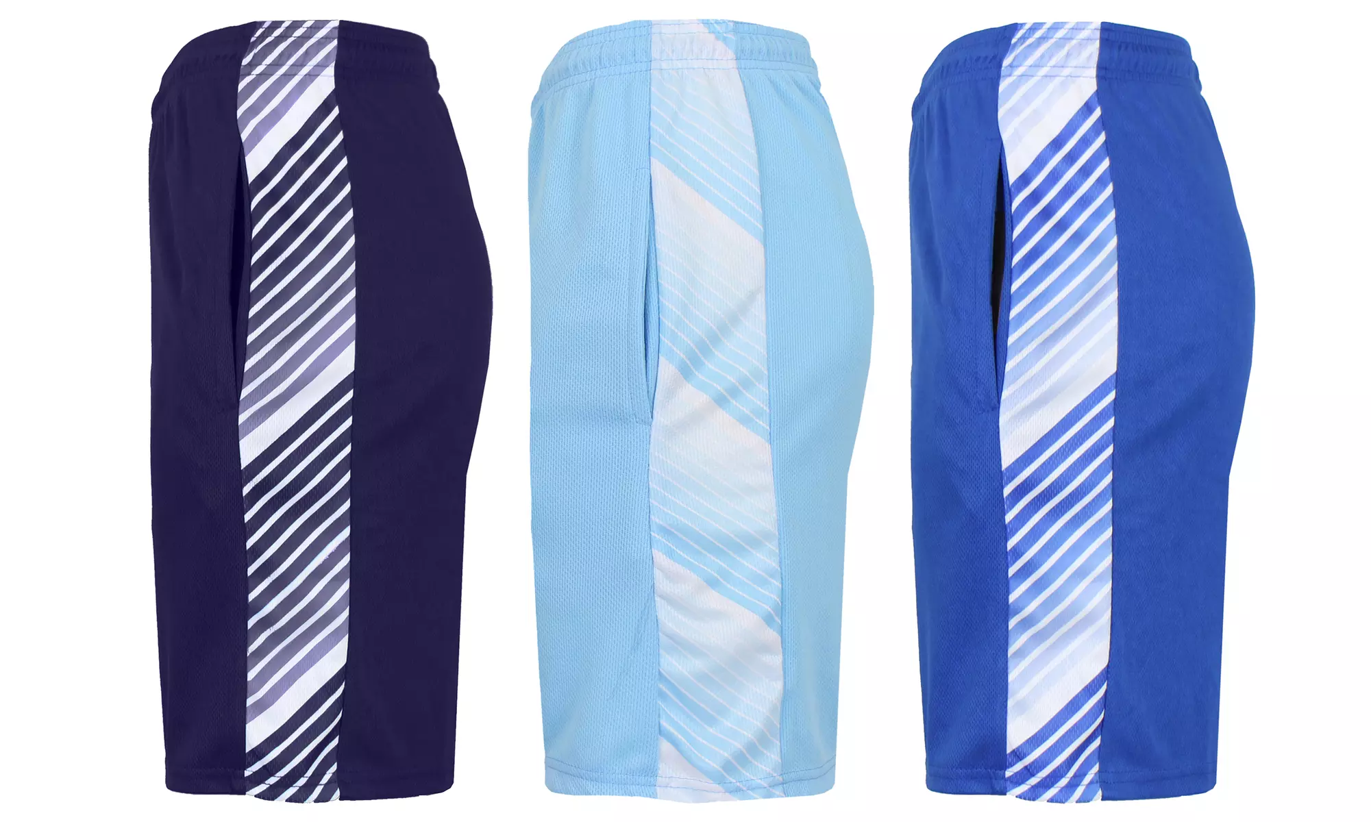(3-Pack) Men's Moisture Wicking Performance Mesh Shorts With Side Trim Design