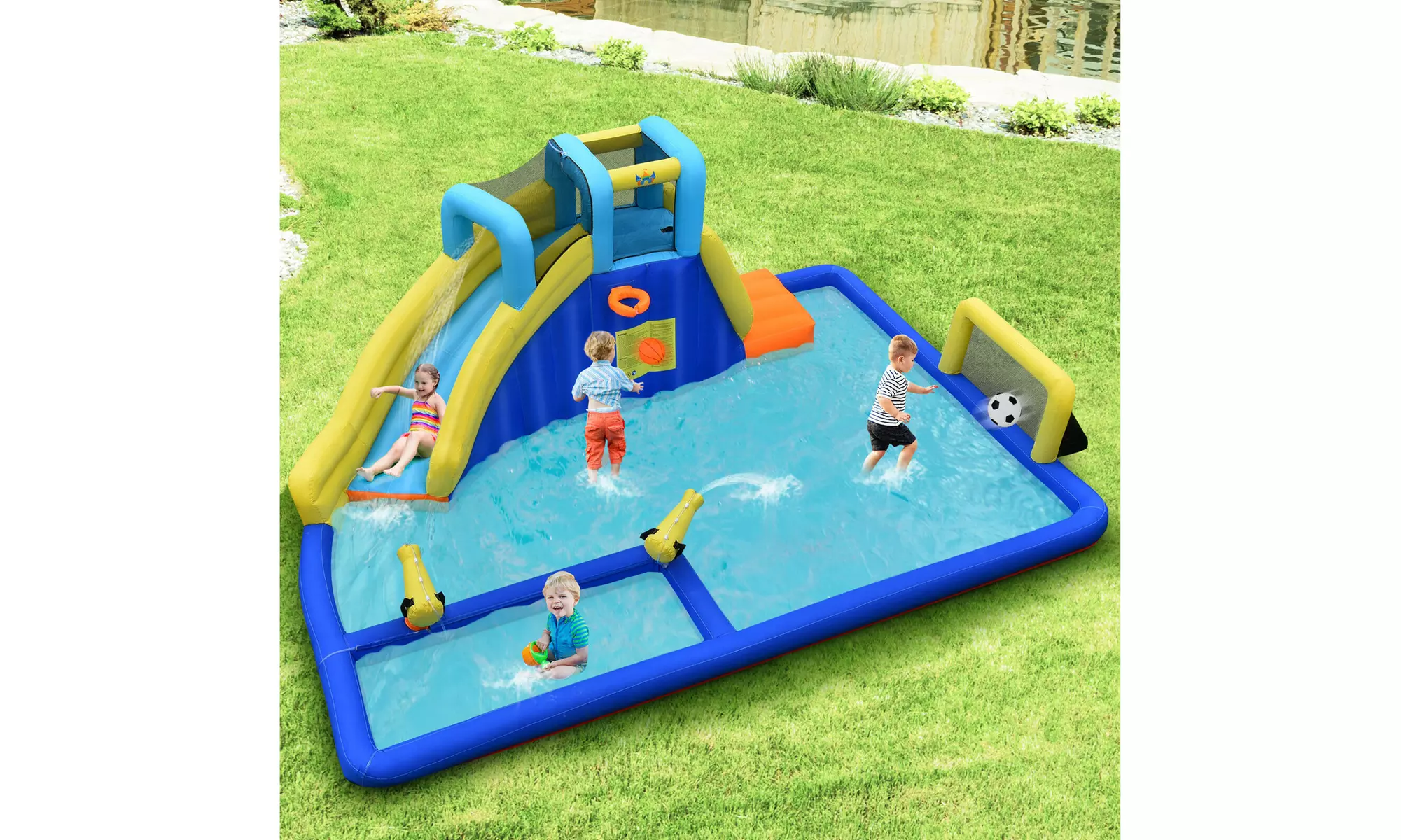 Costway Inflatable Water Slide Bounce House Climbing Wall without Blower - Primary Image