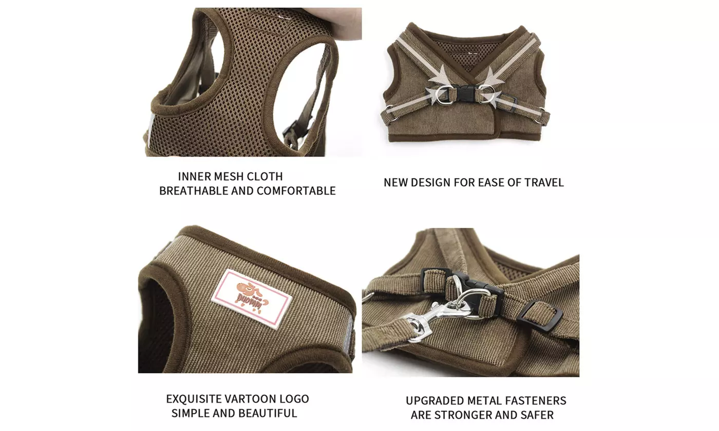 Windproof Reflective Dog Harness with Leash Set for Pet Walking