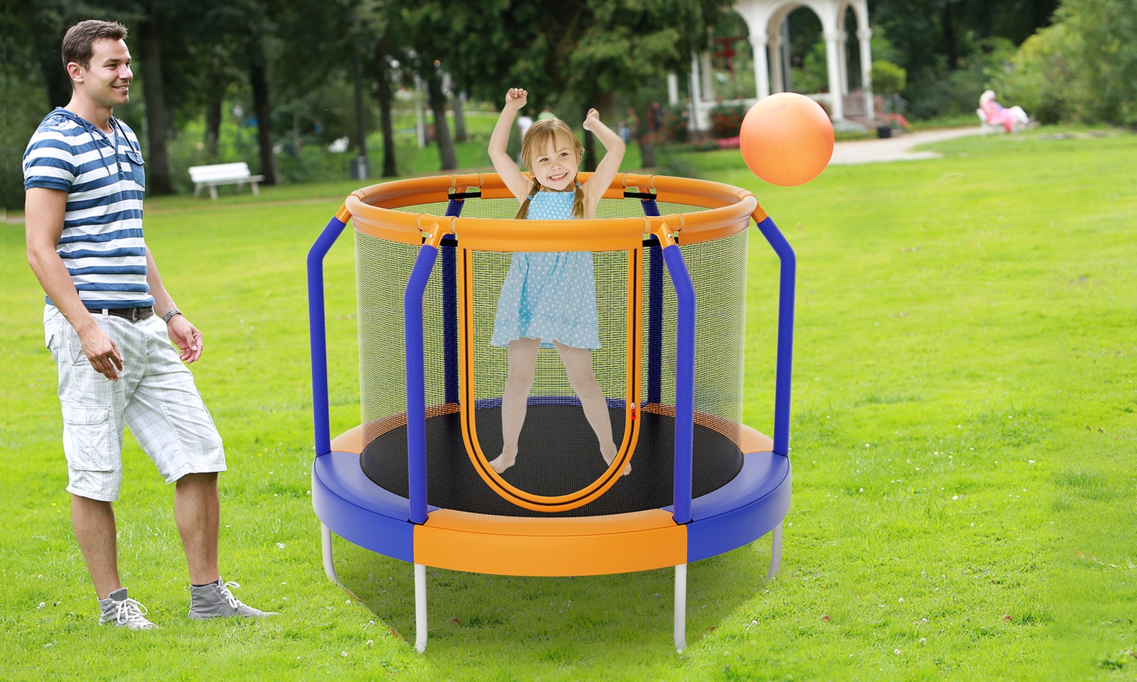 Costway 48" Mini Trampoline with Enclosure Heavy-Duty Metal Frame U-shaped Legs - Primary Image
