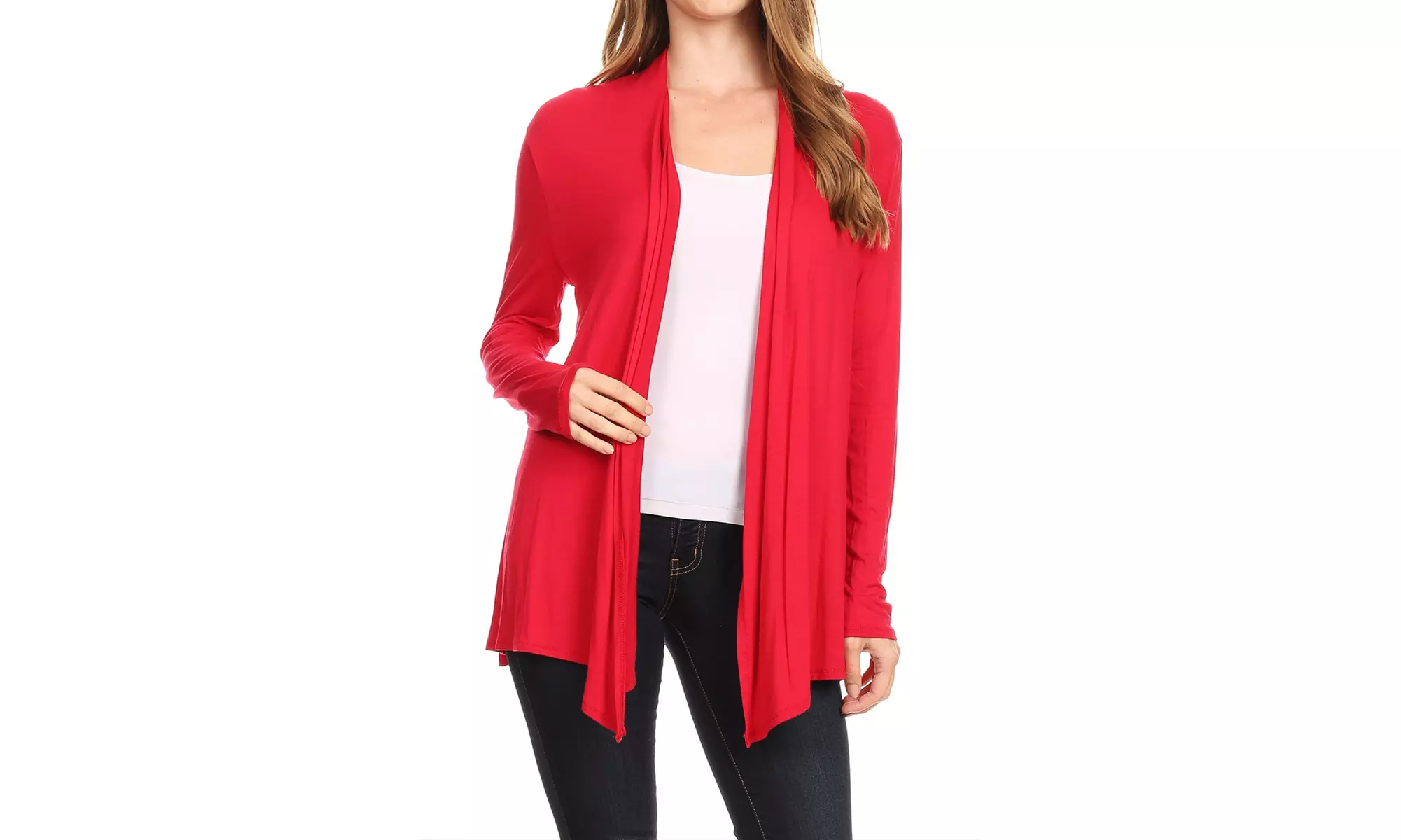 Solid Lightweight Soft Long Sleeves Open Front Cardigan
