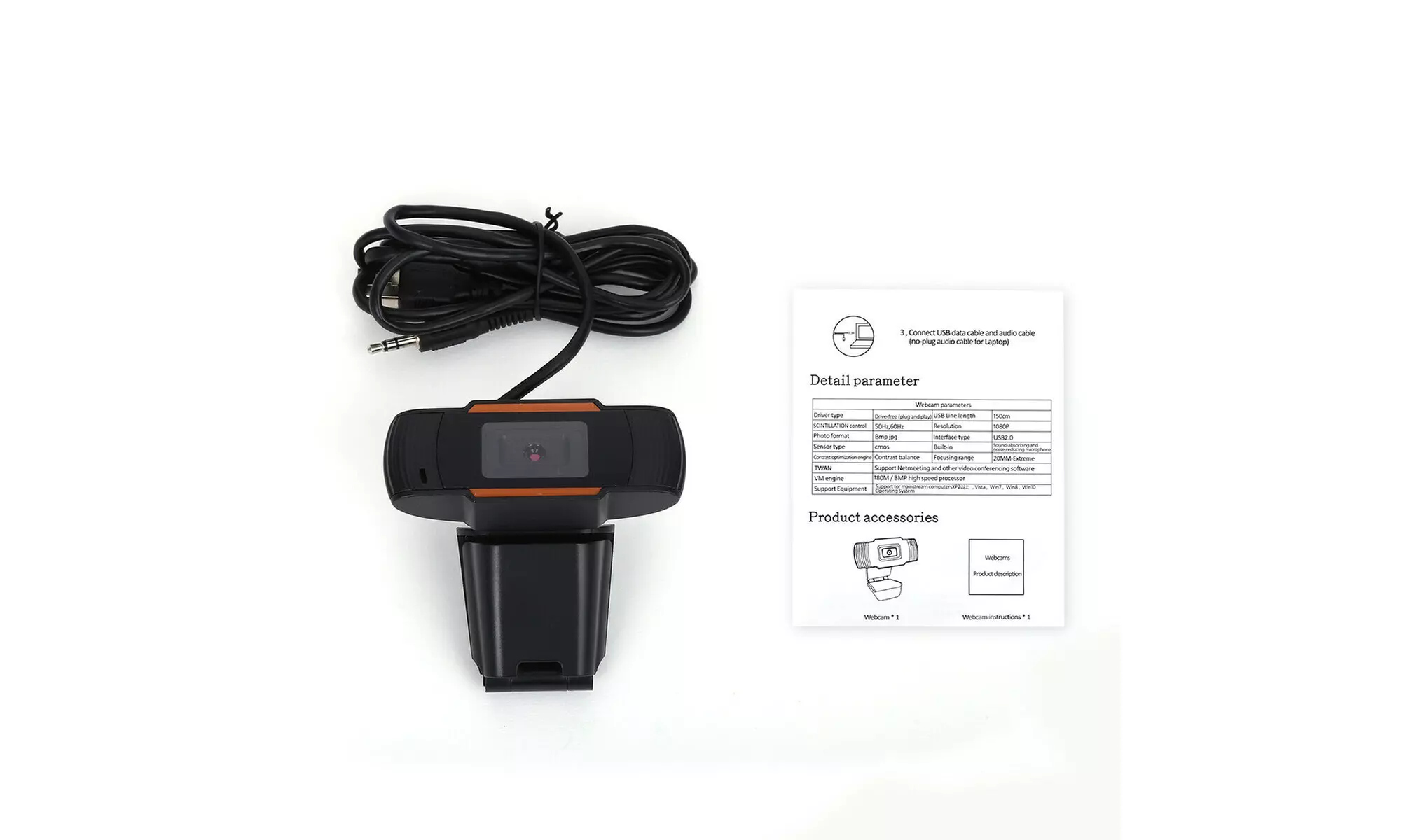 Webcam Auto Focusing Web Camera 1080P HD Cam Microphone for PC Laptop Desktop - Second Medium