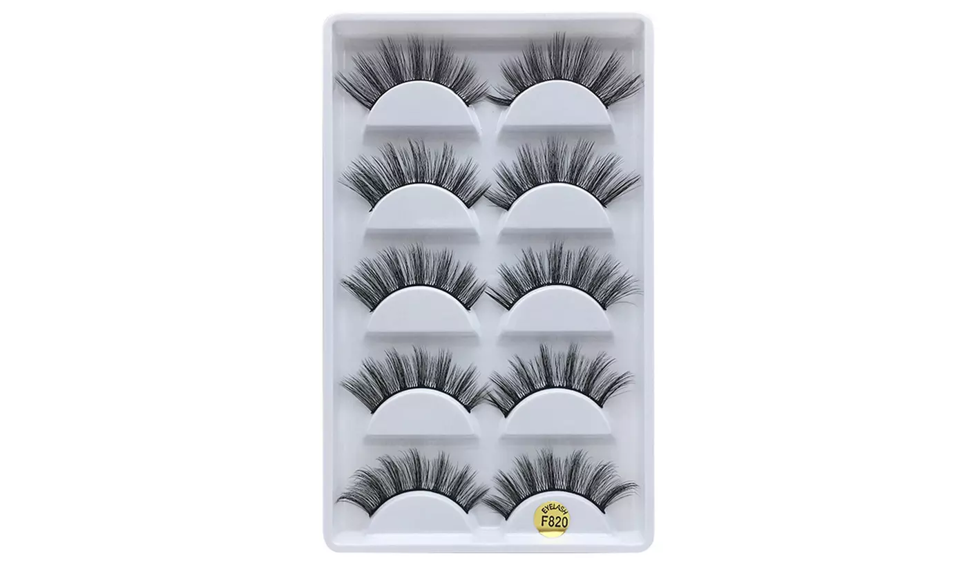 Pack of 5 Pairs 3D Mink Fur False Eyelashes Full Strips Thick Cross Long Lashes