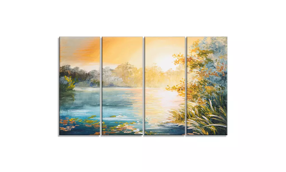 Sunset on the Lake - Landscape Canvas Art Print - Second Medium