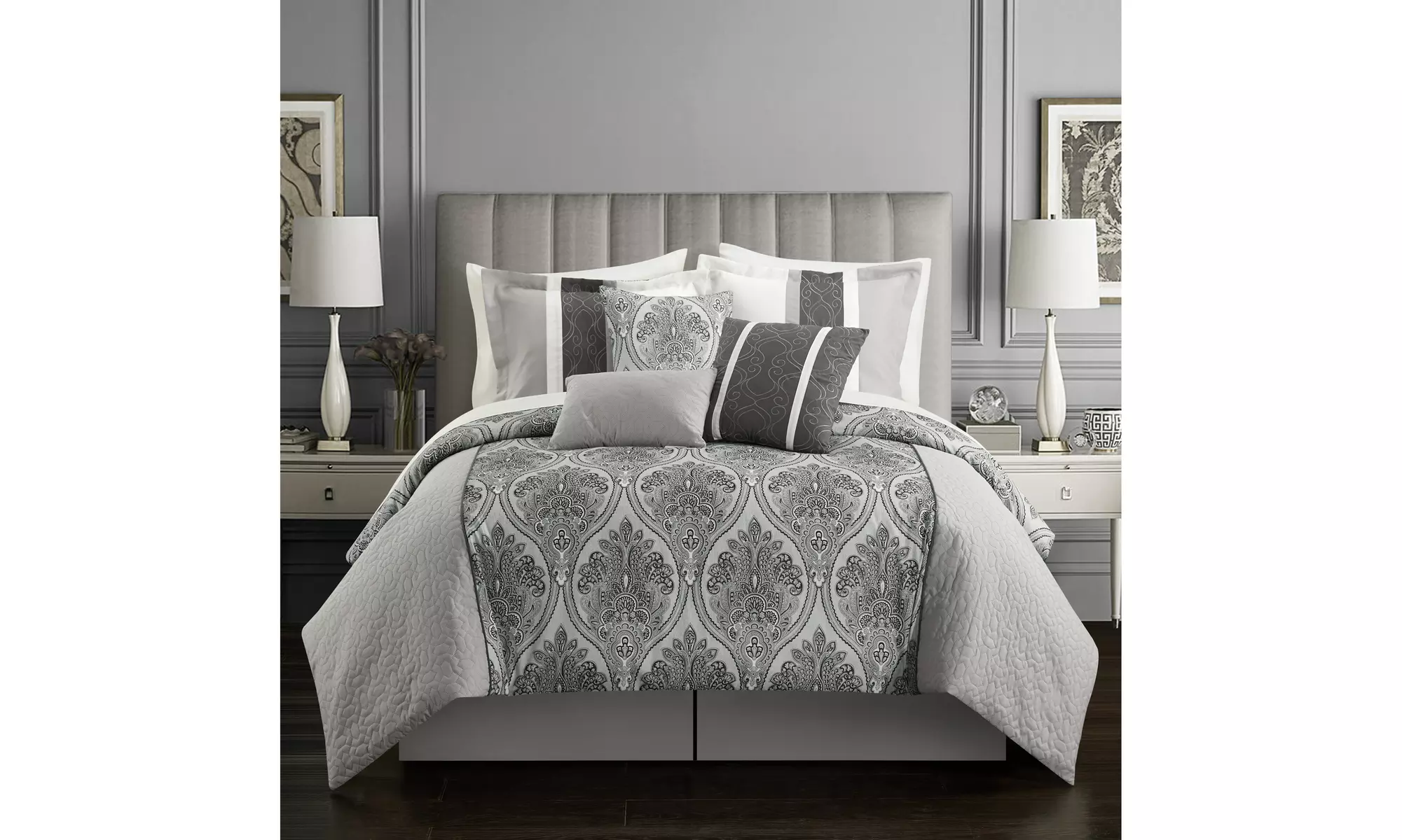 Carpenters Reversible Two-Tone Damask Comforter Sets (7-Piece) - Primary Image