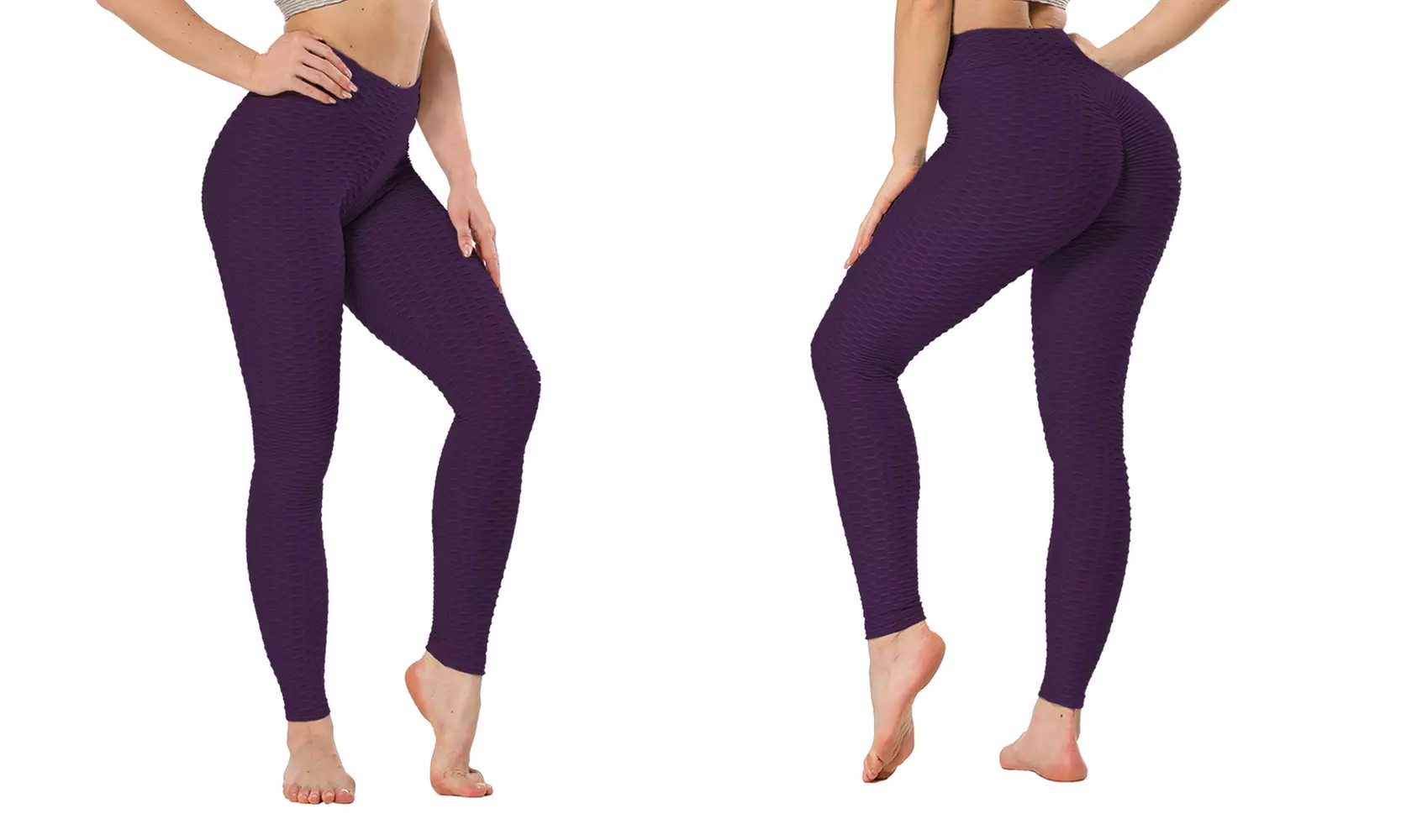 Women's High Waist Textured Butt Lifting Slimming Workout Leggings Tights Pants