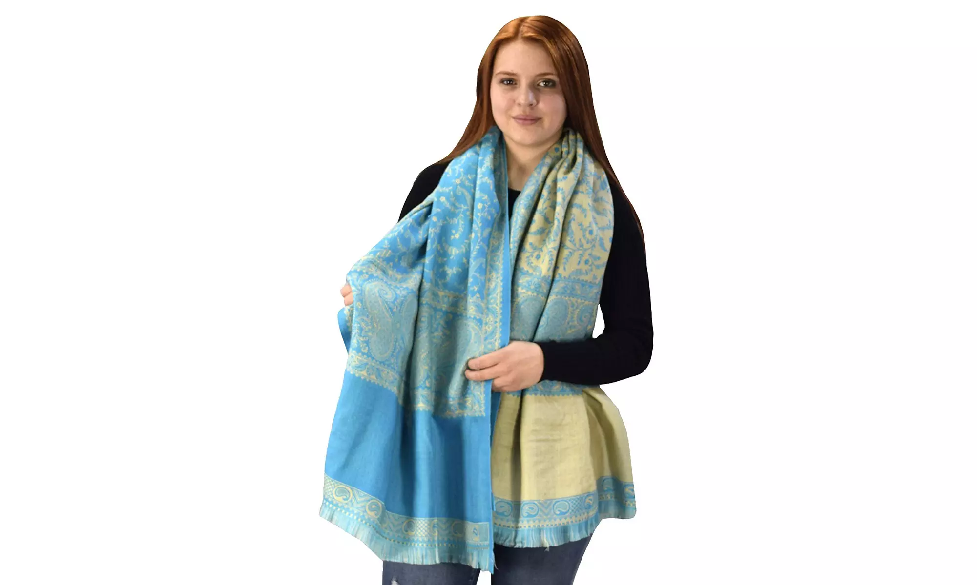 Paisley Blanket Shawl Scarf Reversible Pashmina Wrap - Primary Image