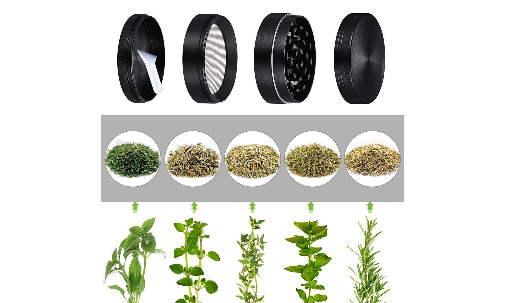 4-Layer Herb Grinders w/ Bonus Container (Small, Medium, Large)