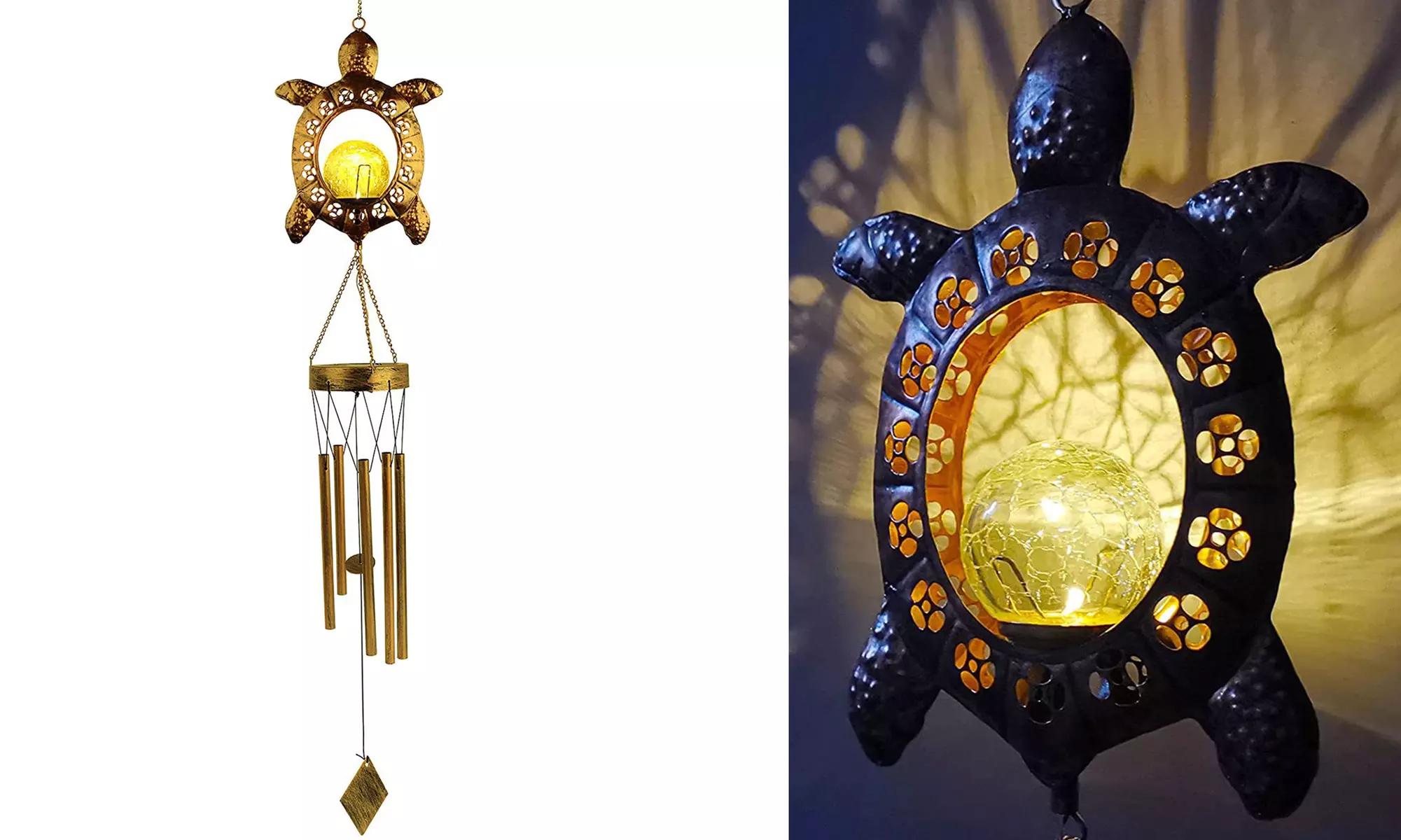 Solar Wind Chimes Outdoor Garden Waterproof Metal LED Hanging Chime Decor