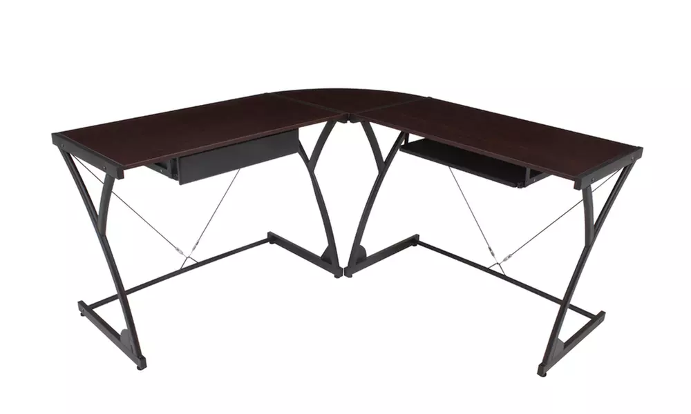 Mocha Walnut Wood Computer Corner Desk - Primary Image