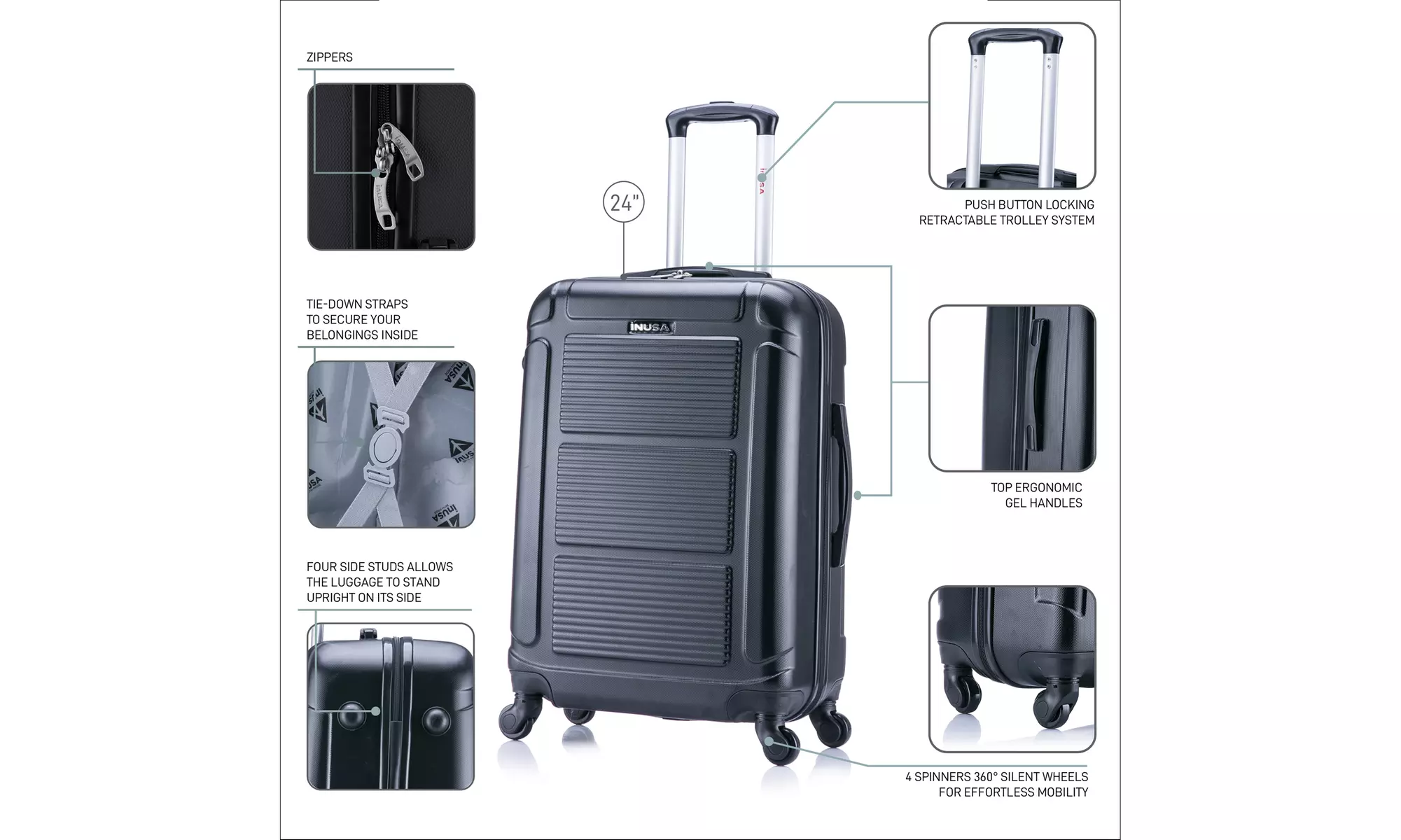 InUSA Pilot Lightweight Hardside Spinner Luggage