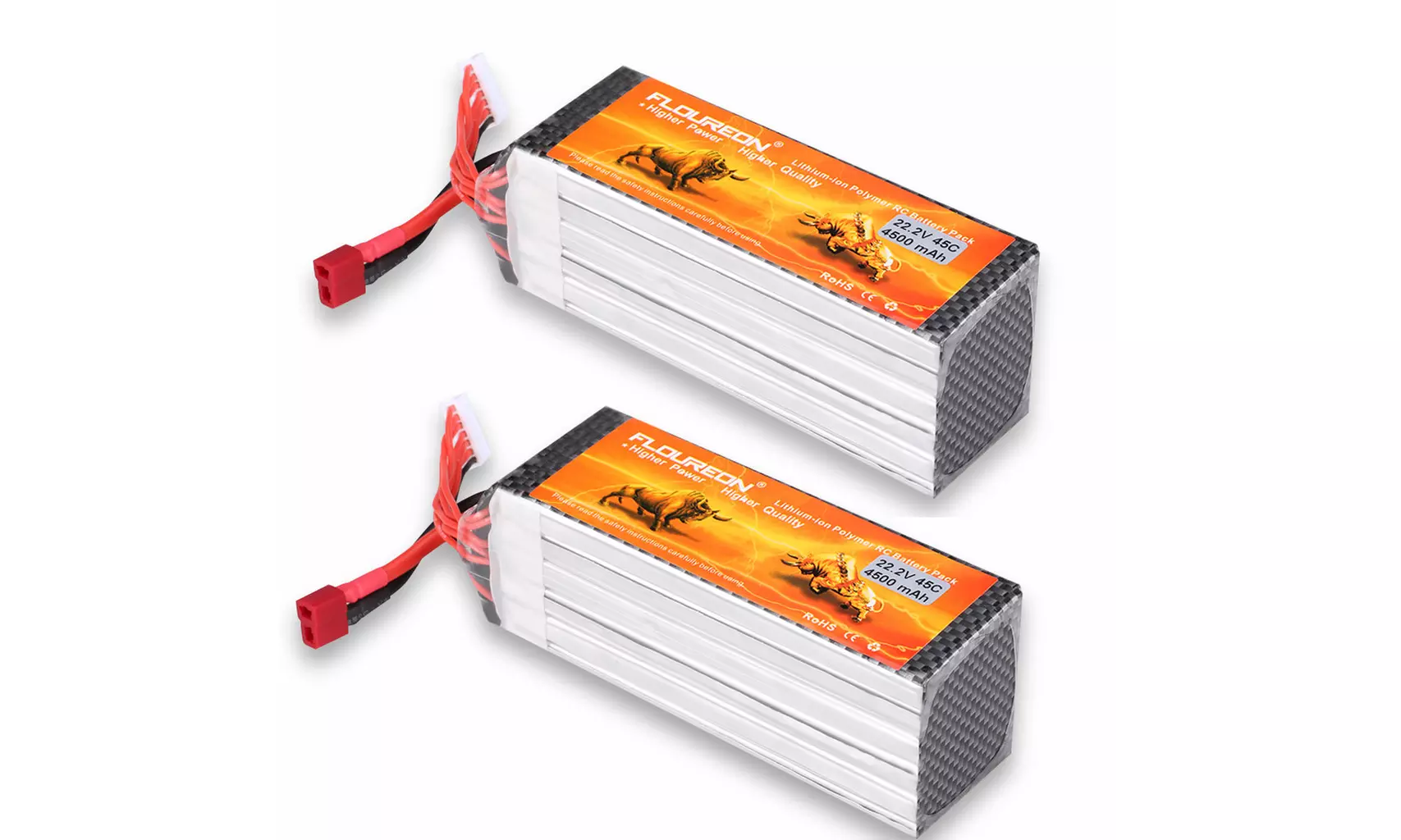 2 X Floureon 6S 22.2V 4500mAh 45C with T Plug LiPo Battery Pack for RC Evader BX - Primary Image