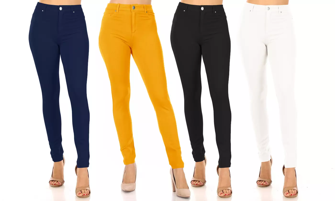 Women's Casual Skinny Ponte Mid-Rise Pants