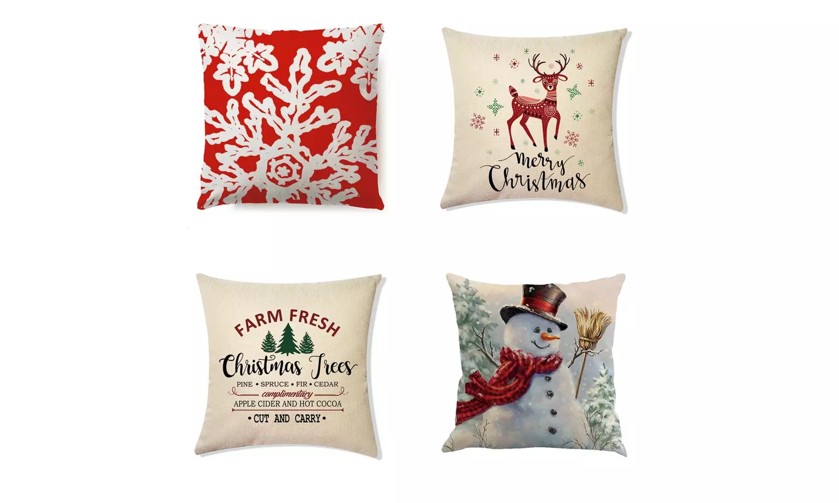 4-Pack Home Decorations Cotton Linen Pillow Cover Set (Insert Not Included)