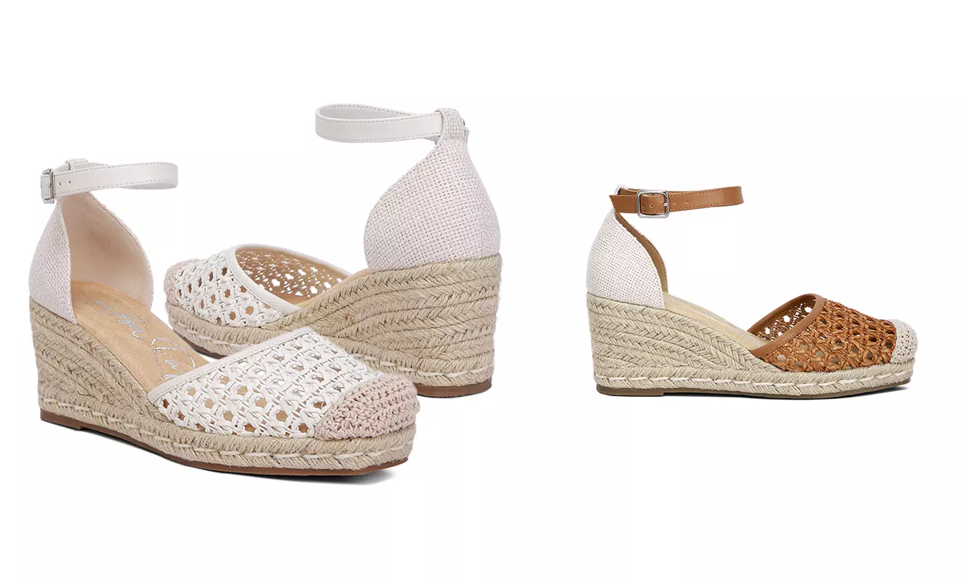 London Rag Women's Mason Pin Buckle Wedge Espradilles